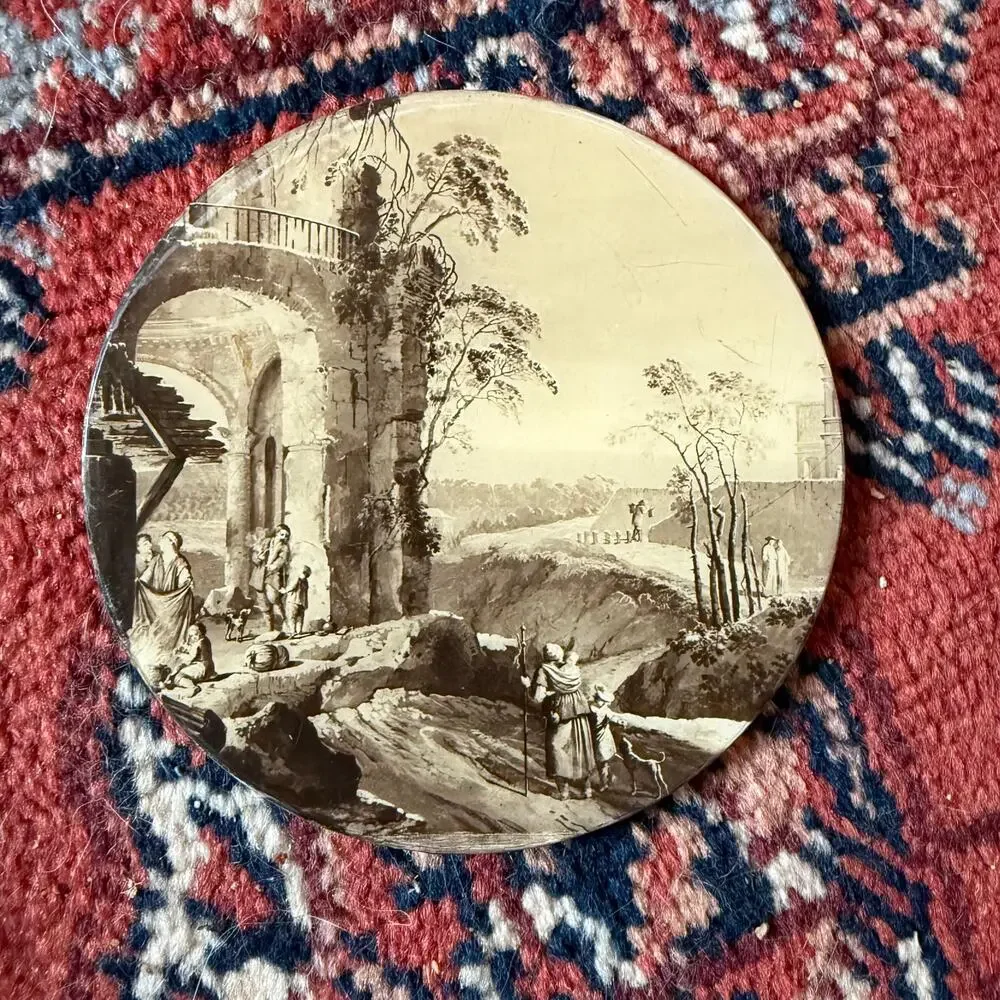 RARE Vintage Round Coasters Sepia Scenes‎ of Antiquity Set of 4 CLEAN CONDITION